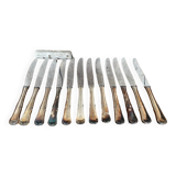 Set of 12 Knives with Silver Metal Handles + Stainless Steel Blades #B339