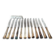 Set of 12 Knives with Silver Metal Handles + Stainless Steel Blades #B339