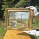 Vintage Farmhouse Landscape Oil Painting
