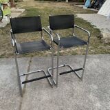 Mid-century tubular bar stools, set of 2