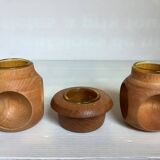 6 candle holders and a wooden vase Nopjes woodturning handmade