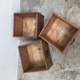Batch of 3 wooden crates with handles