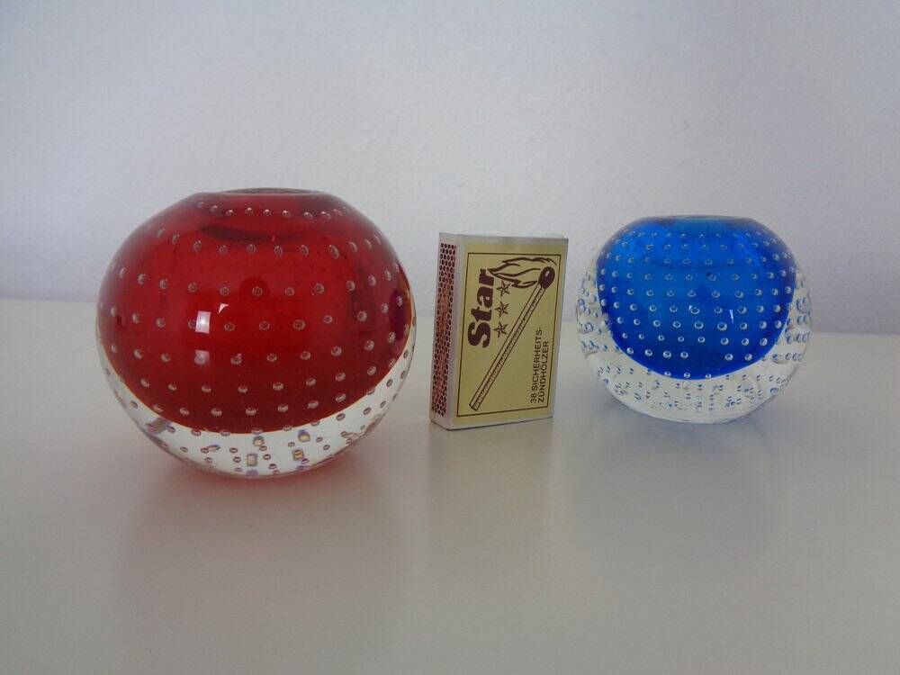 Italian candleholders in Murano glass, 1950s, set of 3.