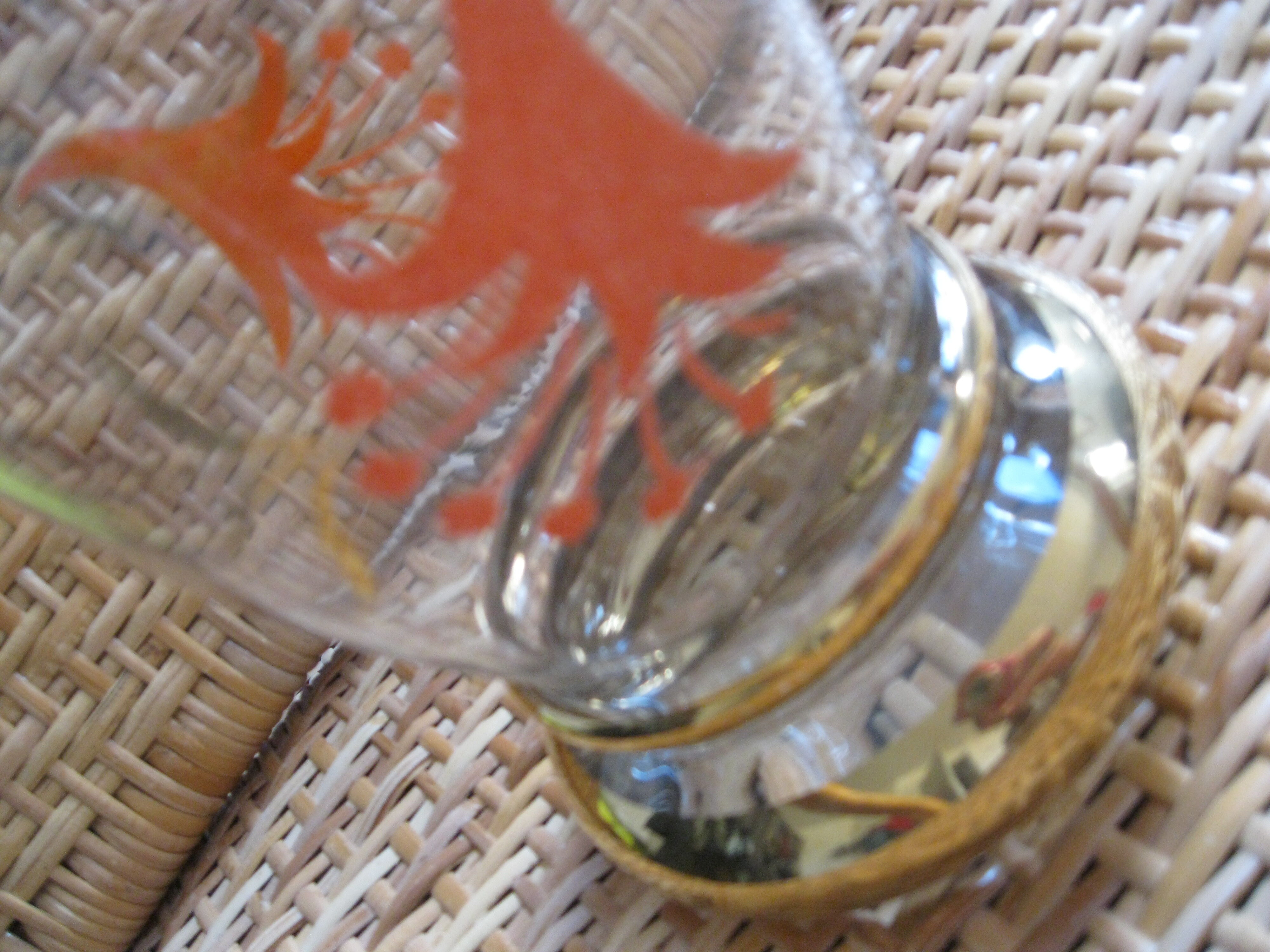 Antique crystal and orange granite vase