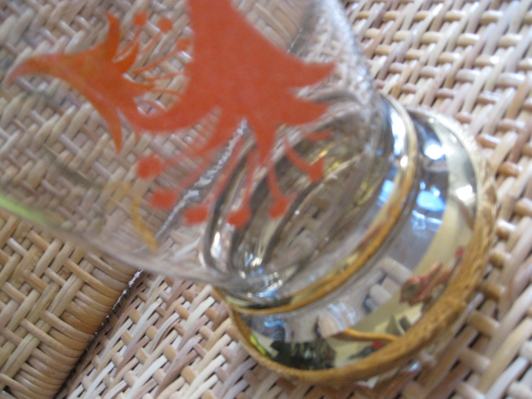 Antique crystal and orange granite vase