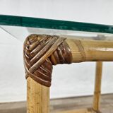 Wicker coffee table with glass top