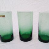 Set of 11 vintage green tinted glasses
