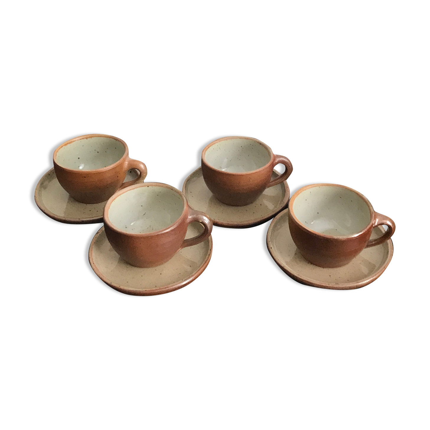 Coffee cups and under cups in gres vintage 1970s - set of 4 cups and under cup