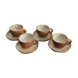 Coffee cups and under cups in gres vintage 1970s - set of 4 cups and under cup