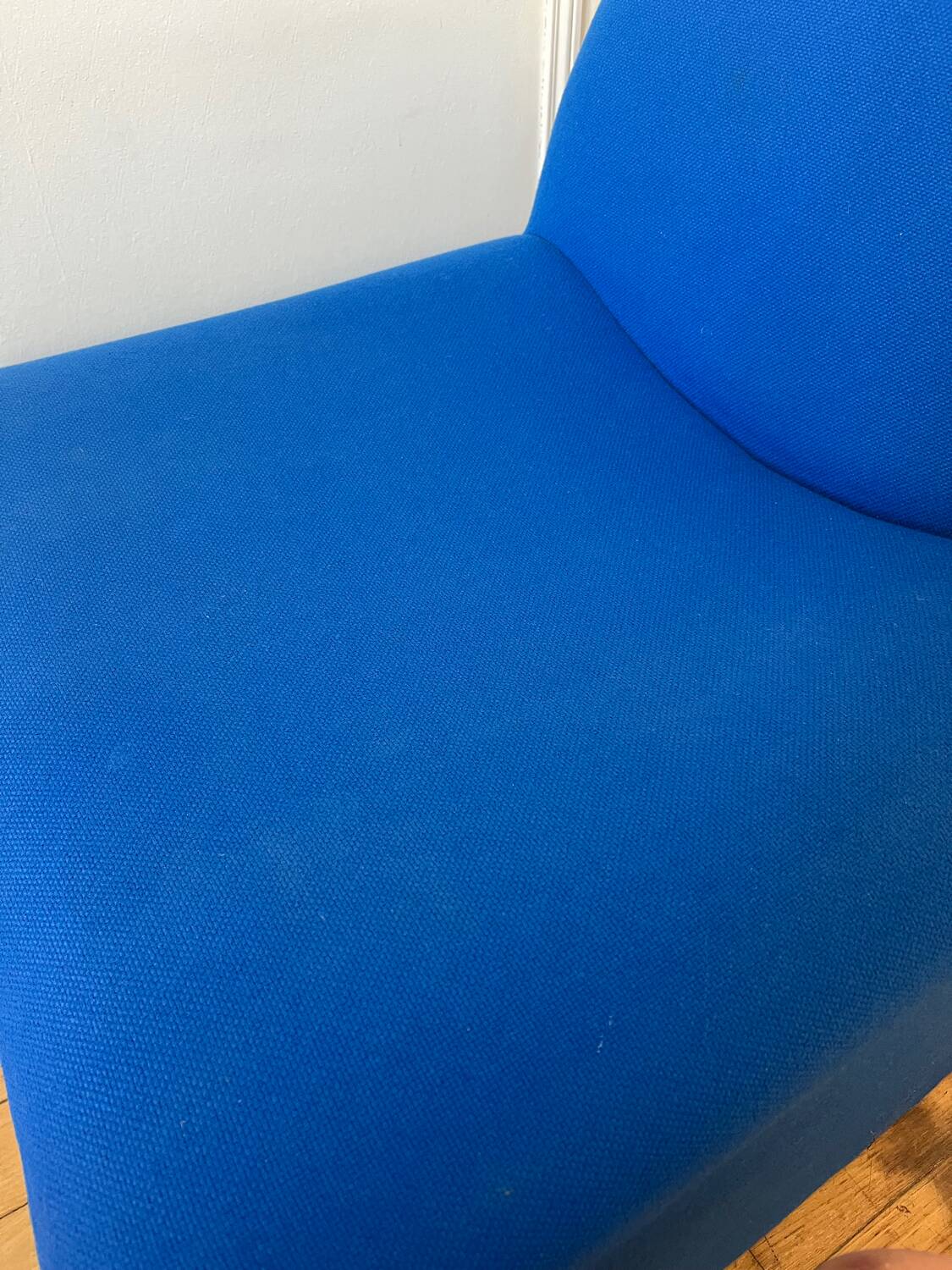 Vintage blue wool armchair