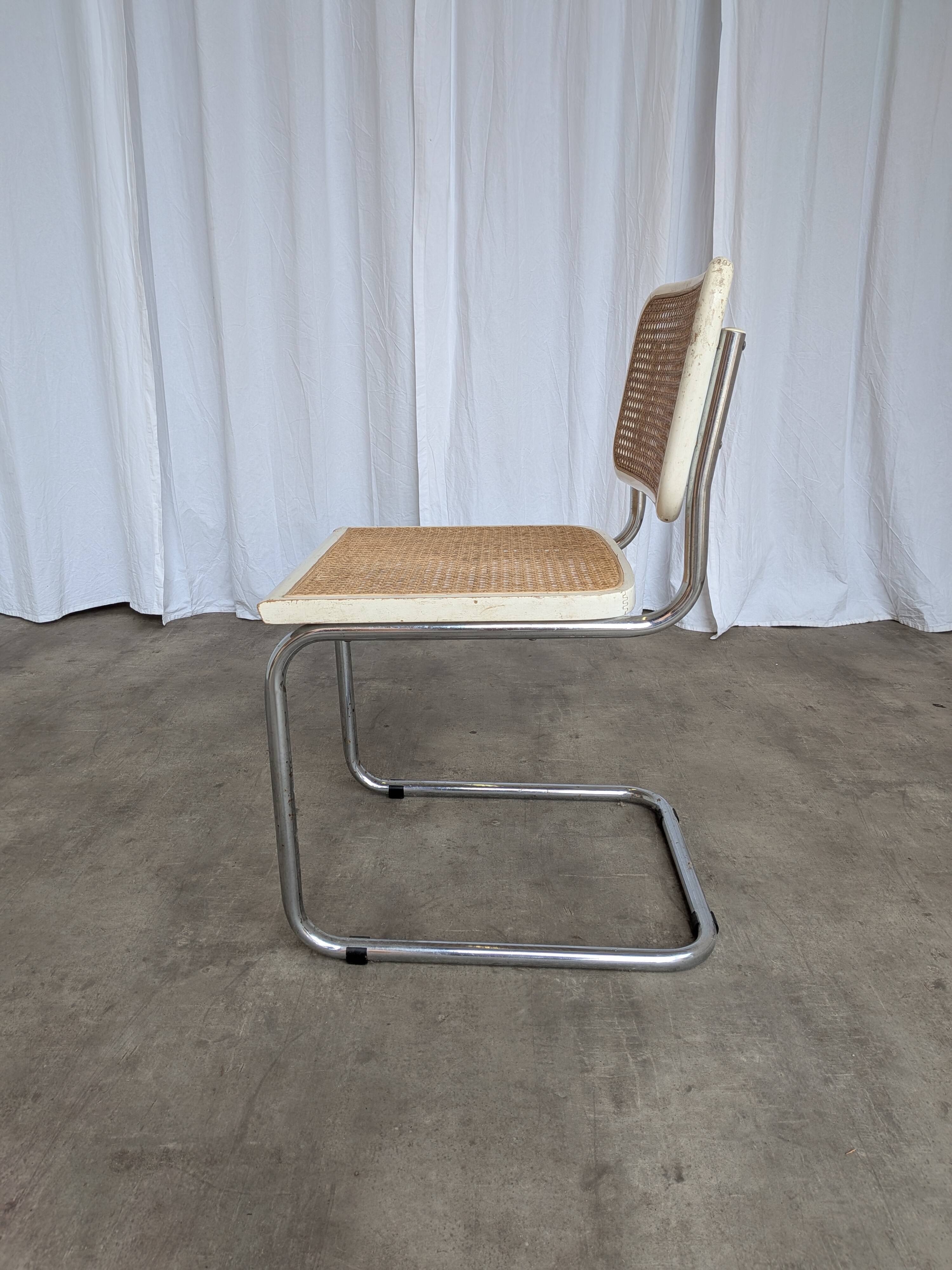Vintage Cesca Chair: 1970s Marcel Breuer Chrome Cane Chair