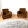 Paire de fauteuils vintage en velours et palissandre