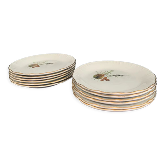 Set of 6 Digoin Sarreguemines dessert plates