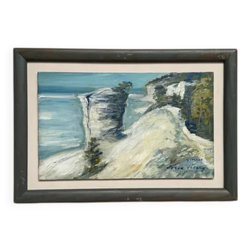 Original Swedish Oil on Panel – “Beach” by Soren Viberg – Vintage & Framed – 32 × 23 cm (12.5" × 9")