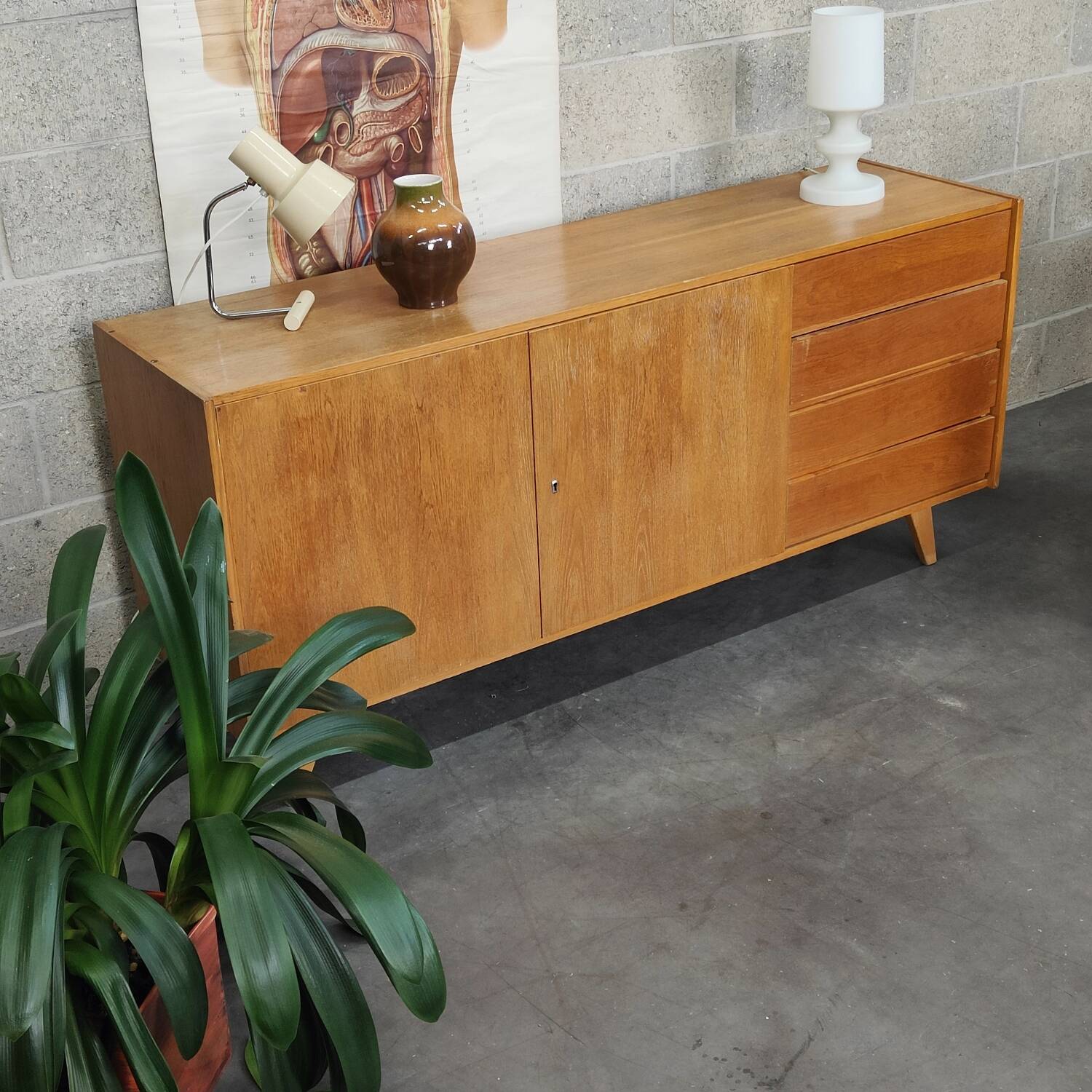 U460 wooden tower sideboard by Jiri Jiroutek for Interier Praha 1960
