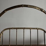 1960s magazine rack in gilded wrought iron, faux bamboo, Italian work