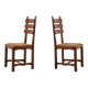 Two Mid-Century Modern Brutalist Oak and Wicker Chairs, 1960