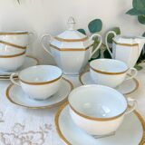 Vintage white porcelain coffee set, gilded, Epiag Czechoslovakia