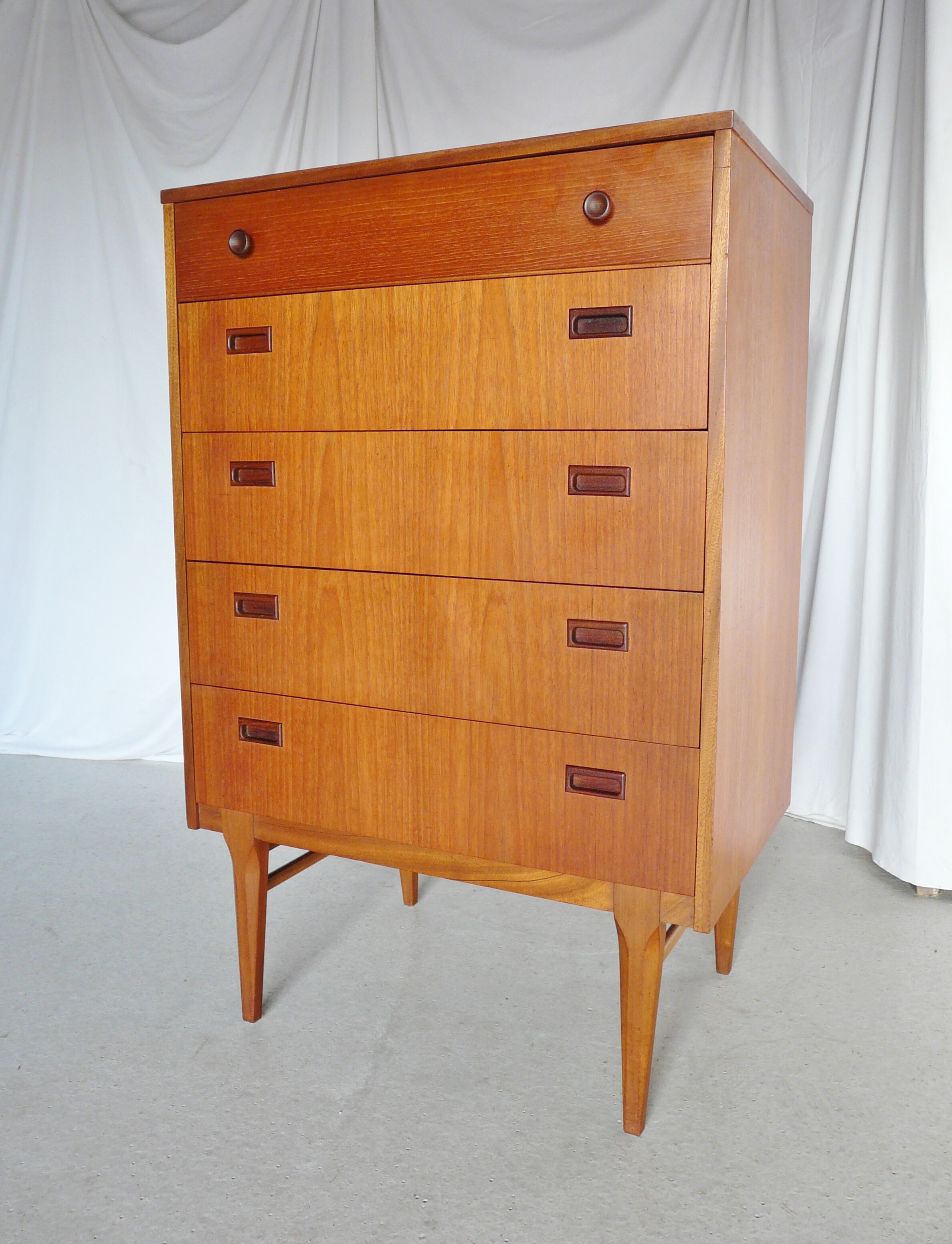 High Scandinavian teak chest of drawers