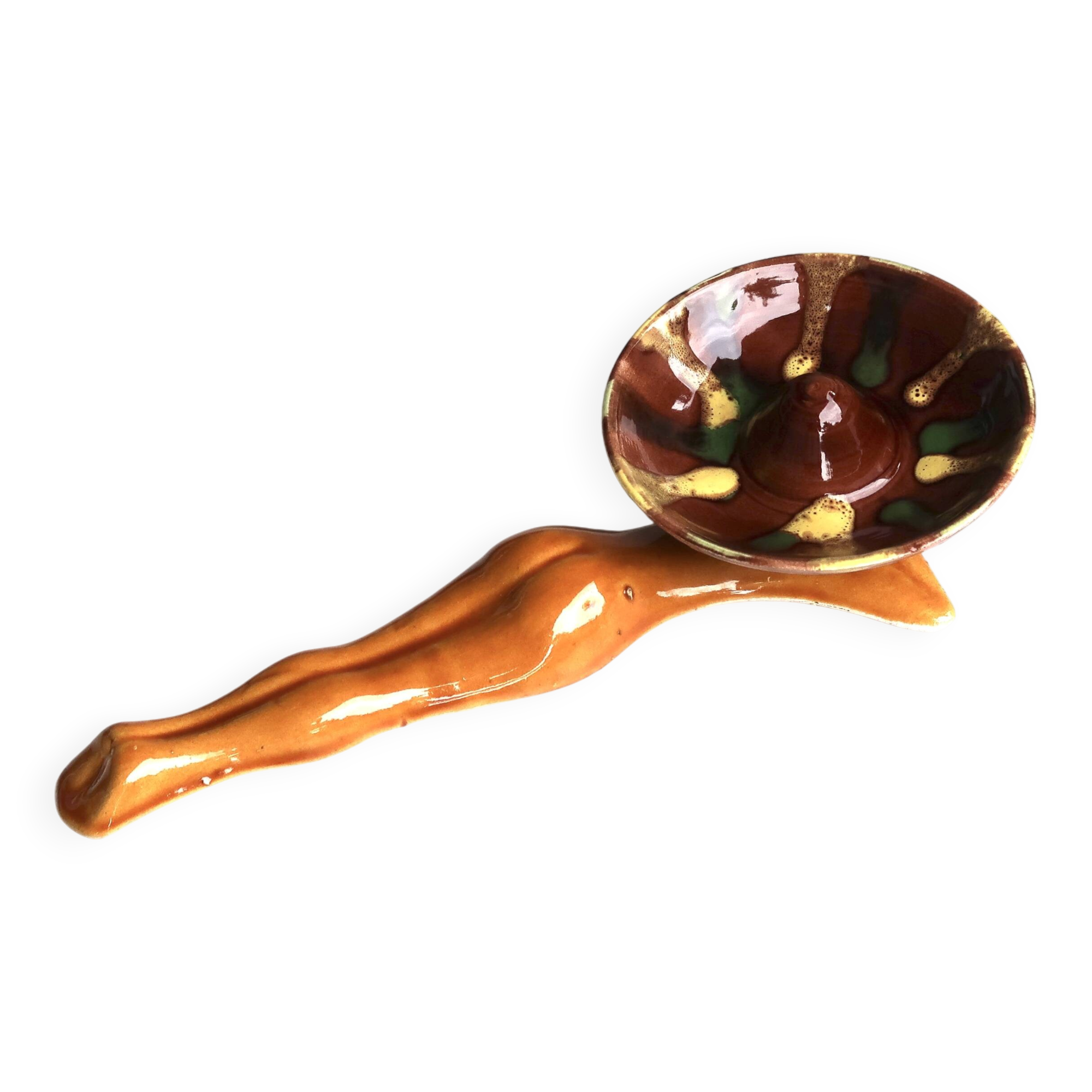 Ceramic ashtray, Pin-up under a sombrero, Vallauris 1970s
