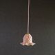 Suspension ancienne en verre peint rose et blanc, suspension française -livrée avec douille et cable