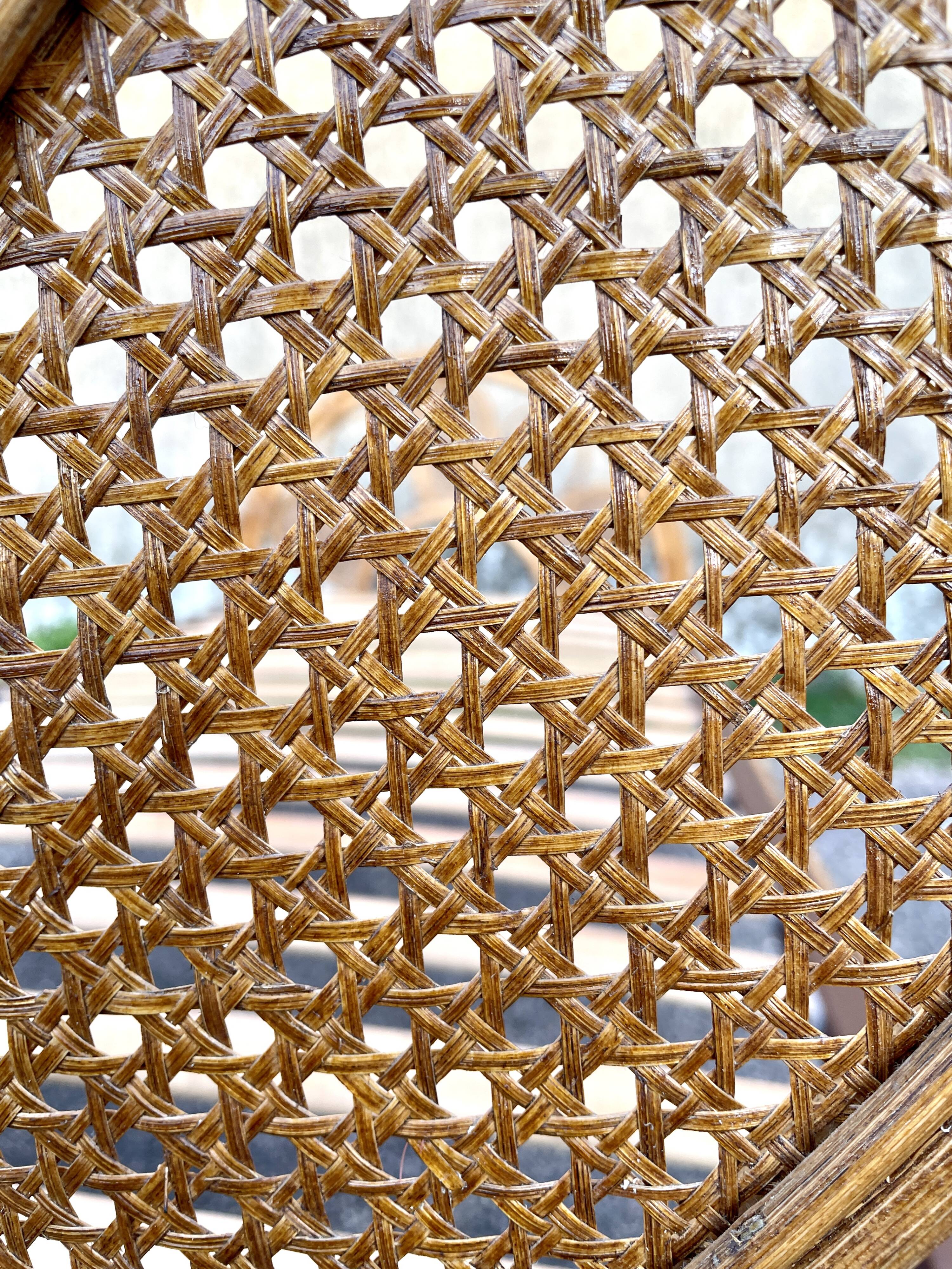 Single rattan and peacock cane bed