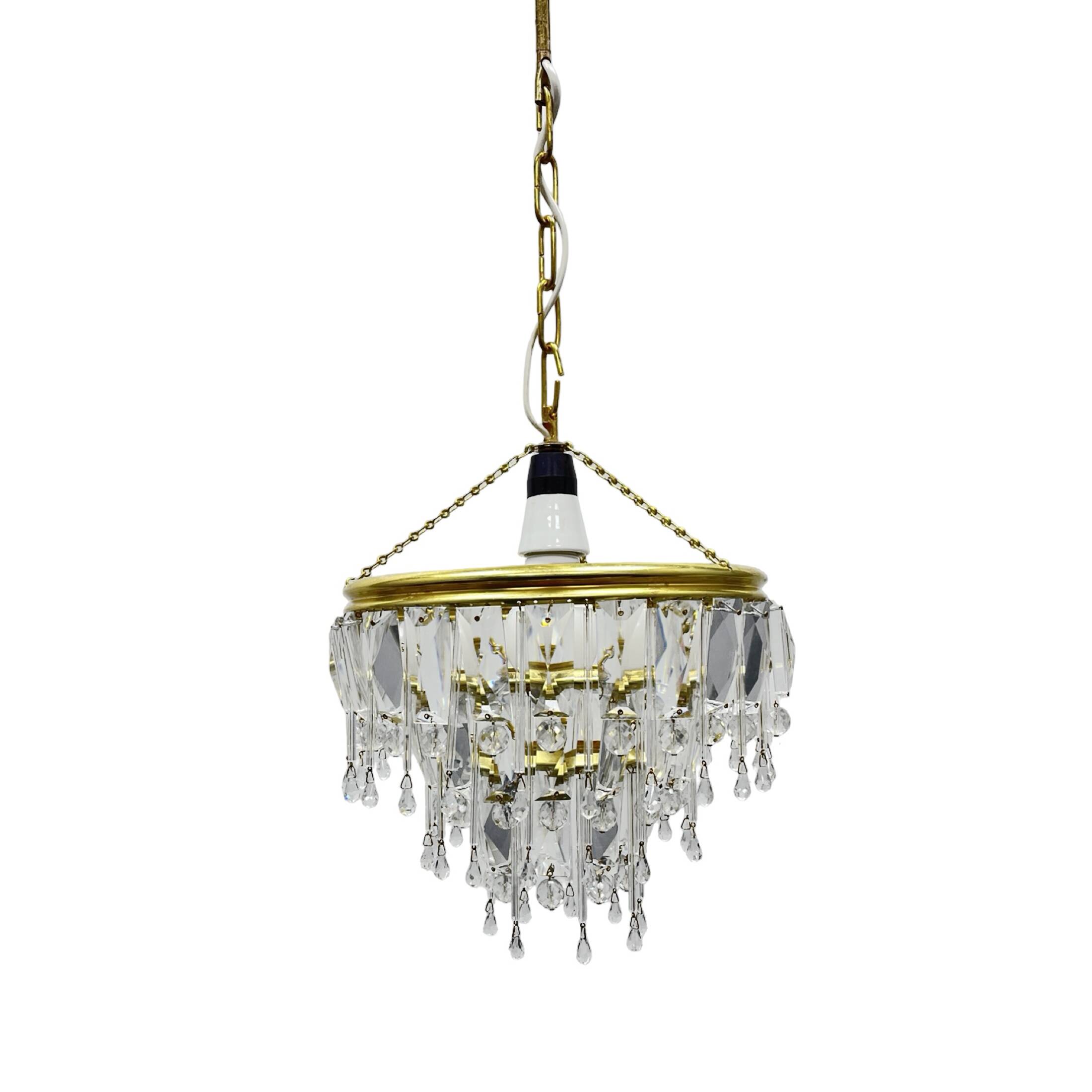 Vintage crystal chandelier Lustry Kamenický Šenov, Czechoslovakia 1970s