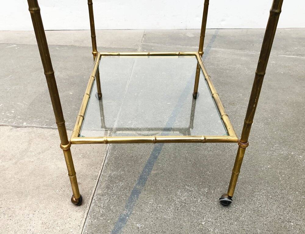Bamboo imitation brass serving tray in Hollywood Regency style from the mid-century, 1960s.