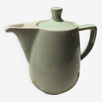 Vintage French large coffee pot in light green ceramic