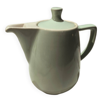 Vintage French large coffee pot in light green ceramic