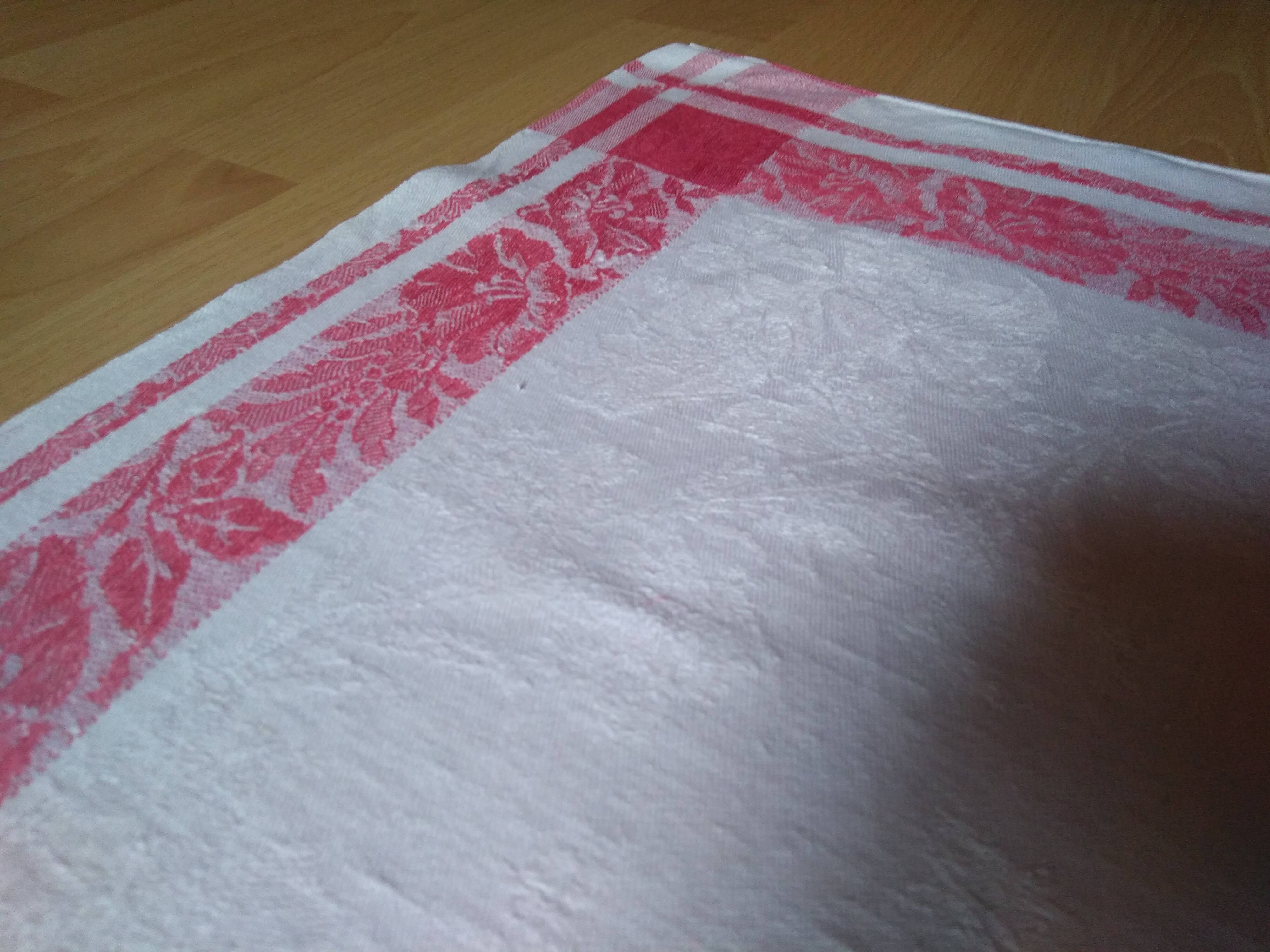 12 Ancient towel embroidered monogrammed JC floral red litter Napoleon III