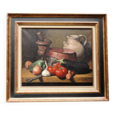 Still life with vegetables, oil on canvas signed Angeli Guerino.