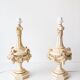 Pair of large painted wood table lamps. Spain, circa 1970s