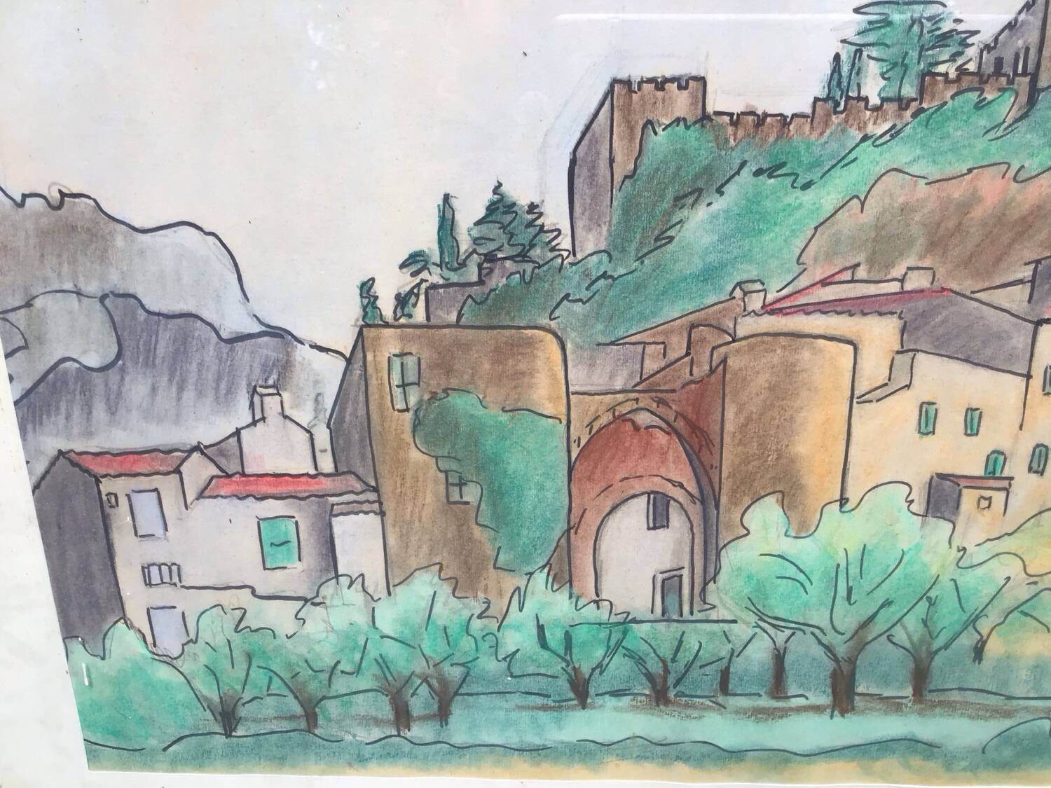 Fortified village painting