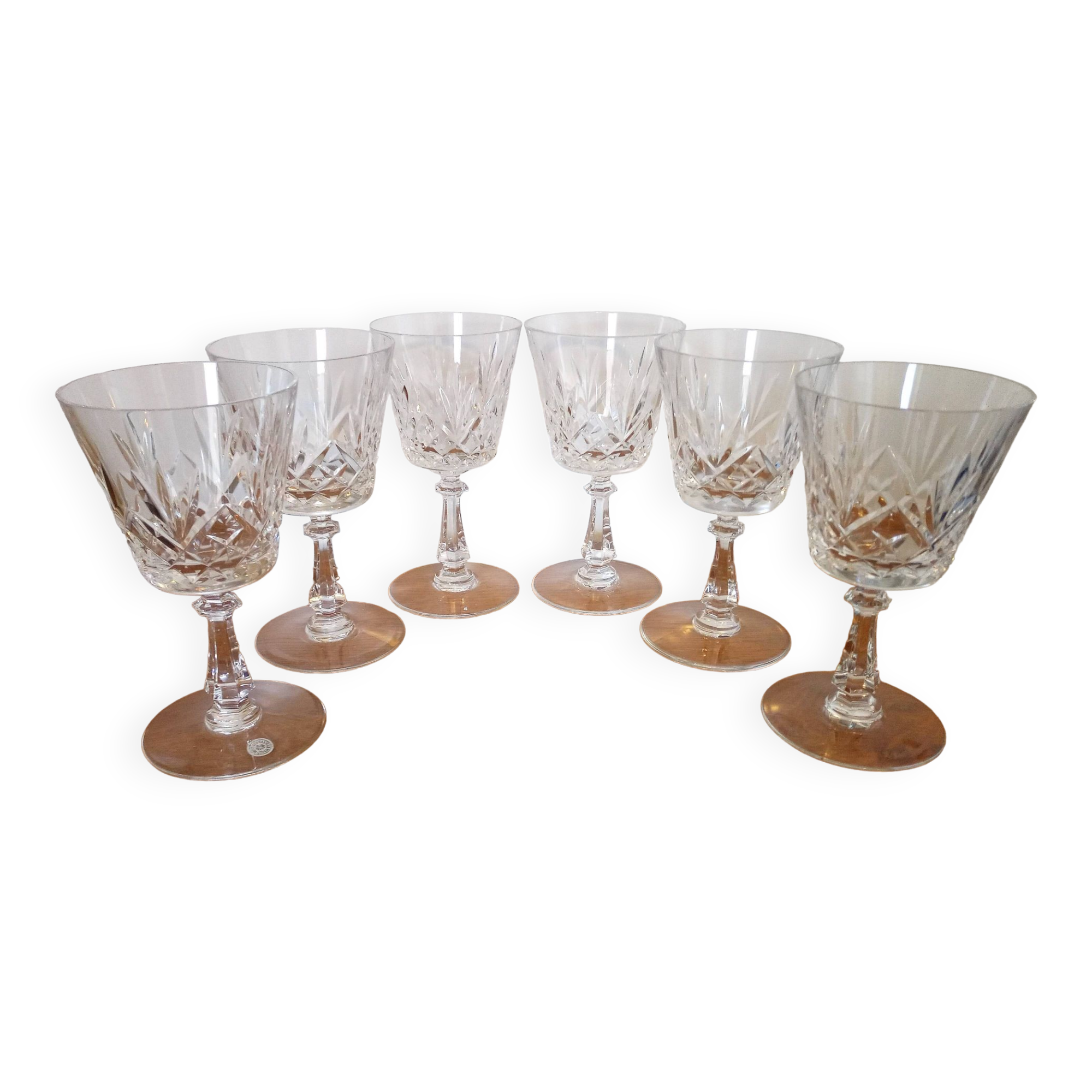 Val St Lambert crystal red wine glasses
