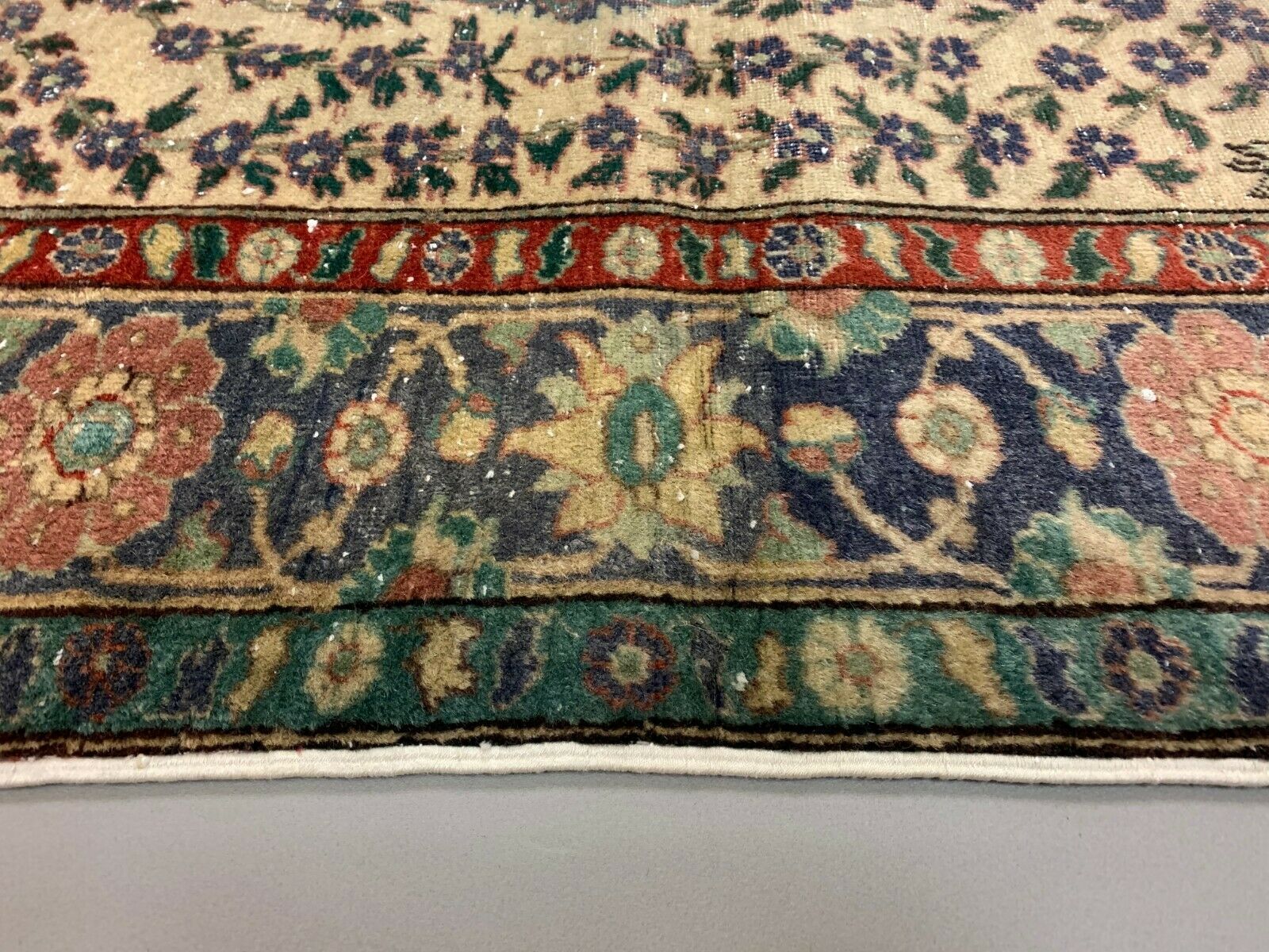 Distressed Turkish Rug 179x120 cm wool Vintage shabby Chic Tribal Blue, Beige