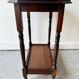 Table d'appoint ancienne en bois à 2 niveaux