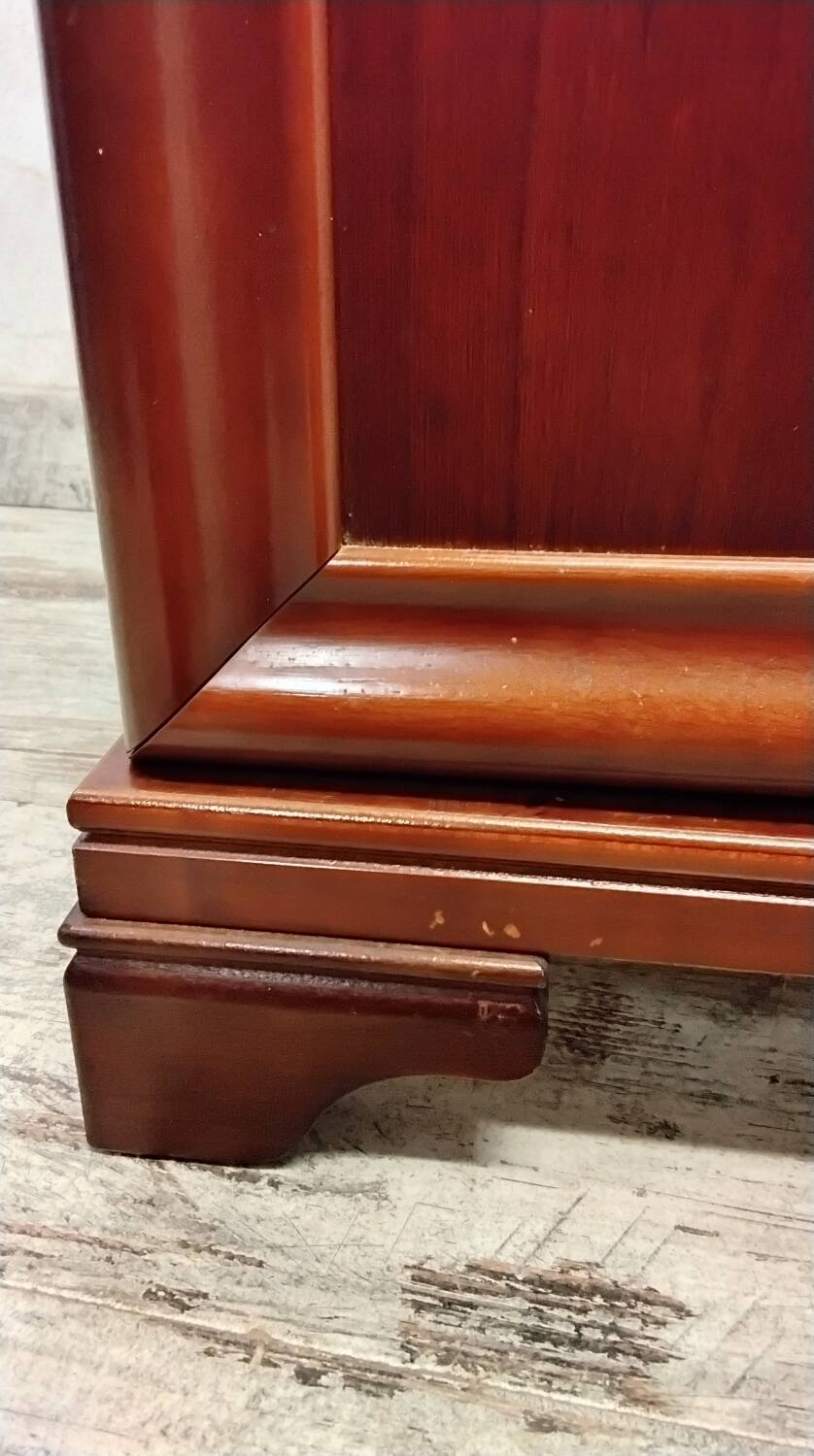 Pair of Louis Philippe style bedside tables in cherry wood.