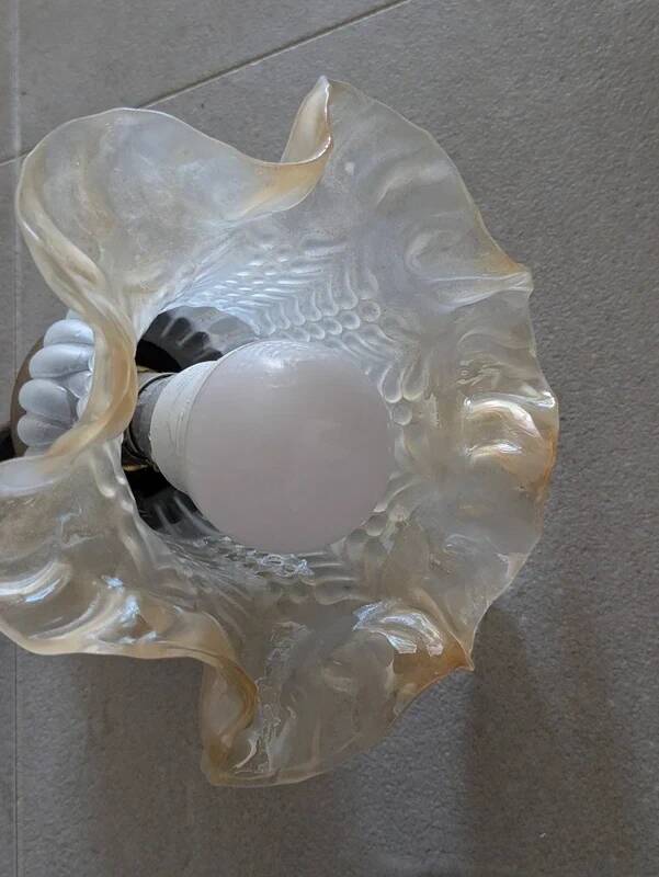 Superb Vintage Wall Light Flower in Glass Paste & Brass - Art Deco