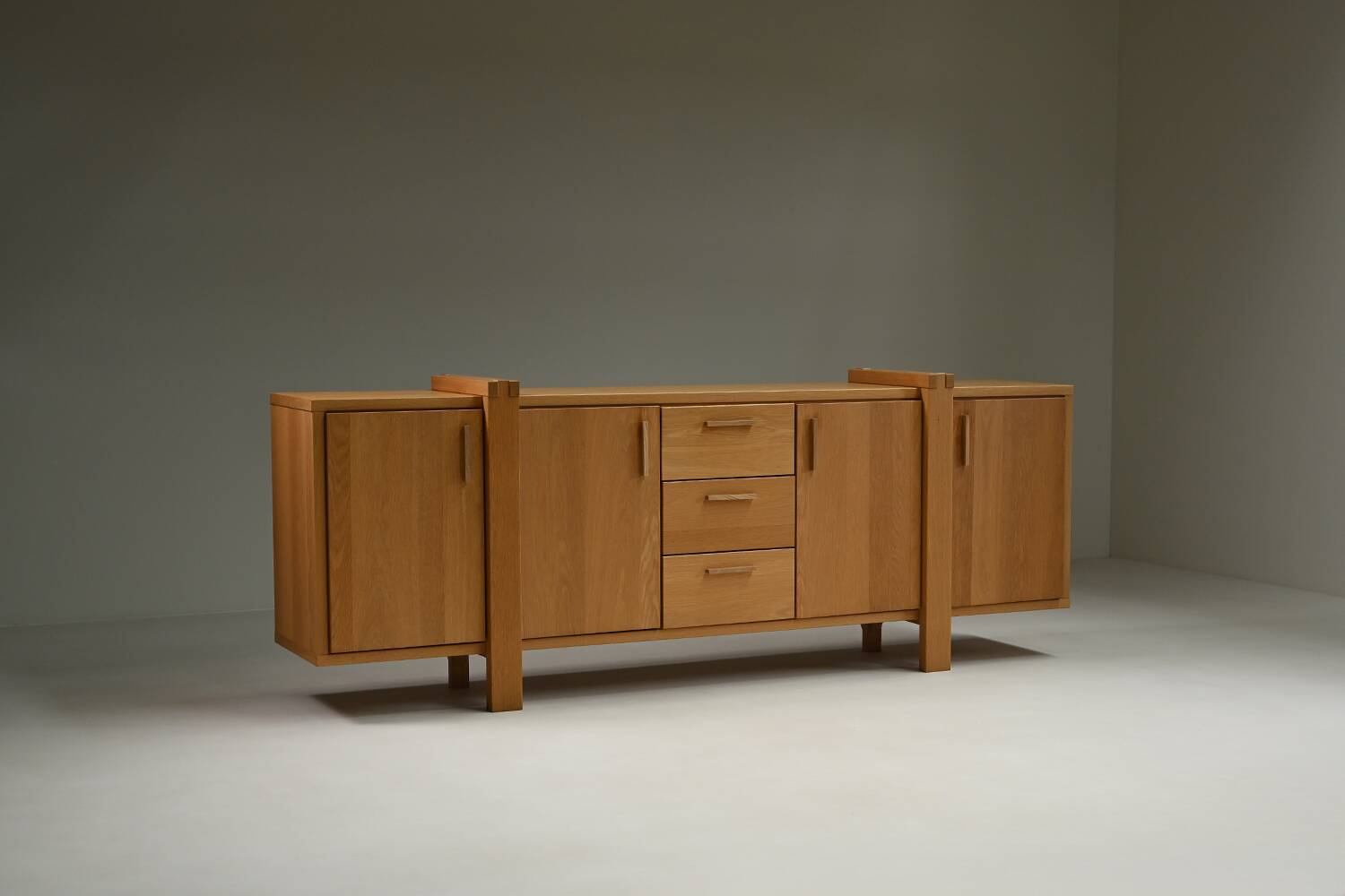 Large brustalist oak sideboard, Belgium.