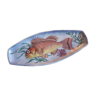 Plat à poisson en céramique décor peint à la main 58cm