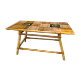 Coffee table in bamboo and ceramic Vallauris 1960