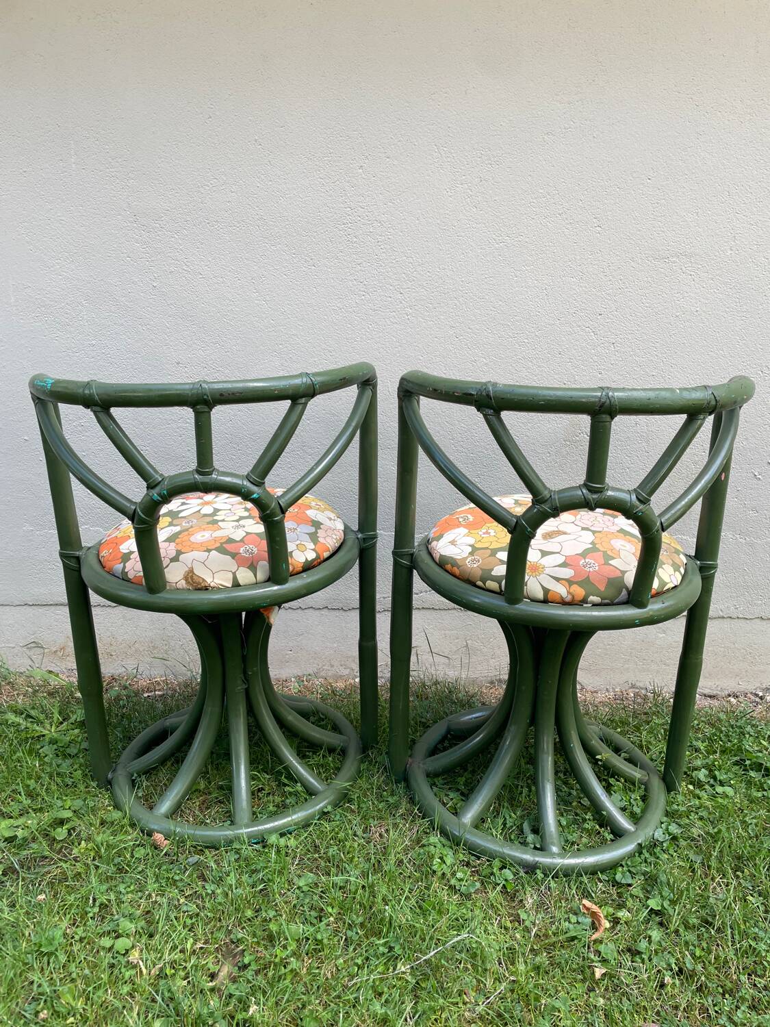 Pair of rattan armchairs