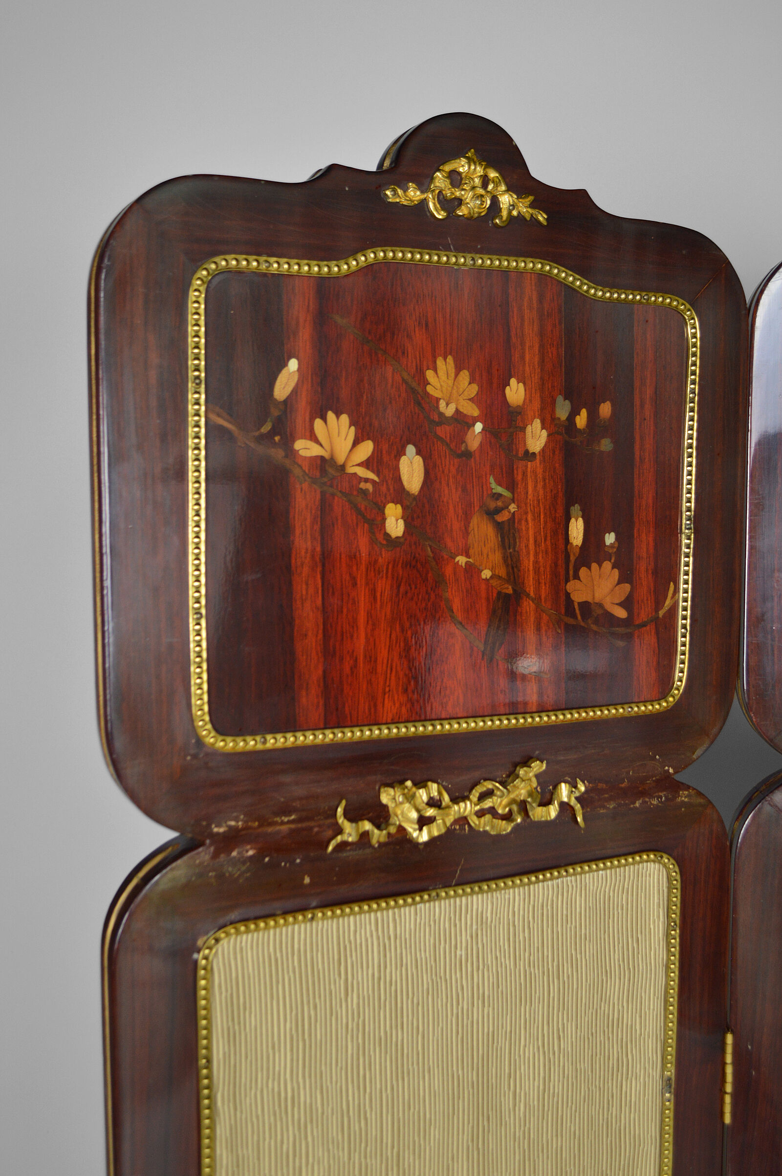 Neoclassical inlaid mahogany screen