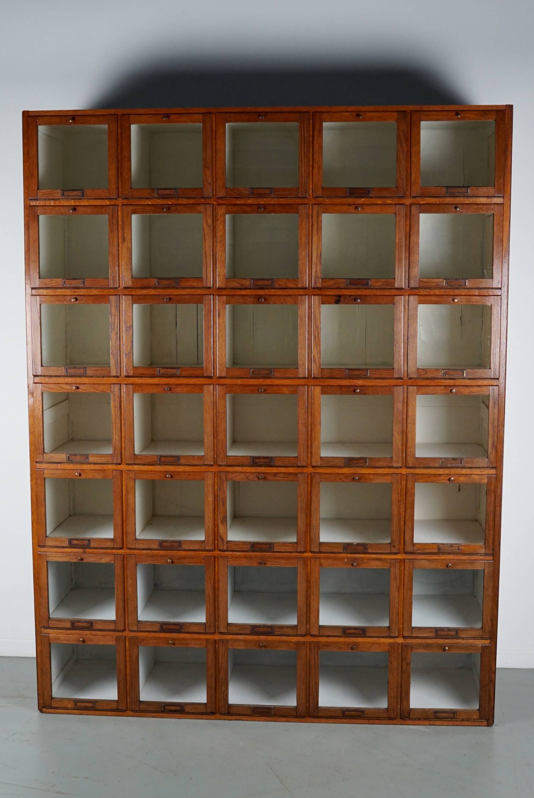 Antique Large Dutch Oak Haberdashery Shop Cabinet Folding Doors, 1920/30s