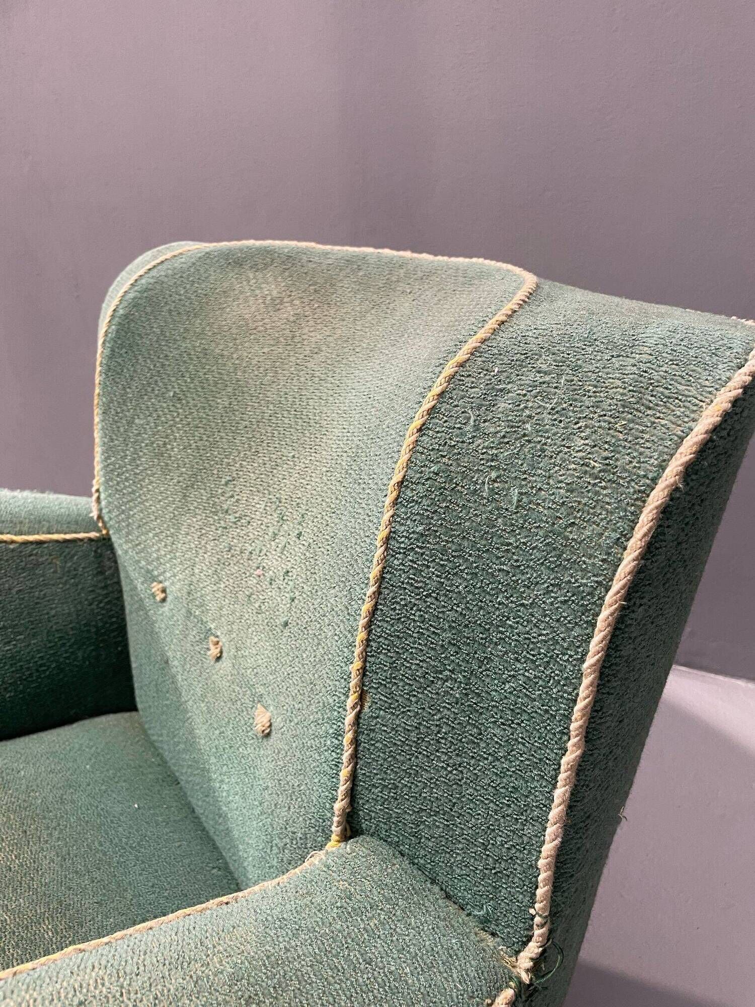 Fauteuil Art déco danois en mohair vert, années 1930-1940