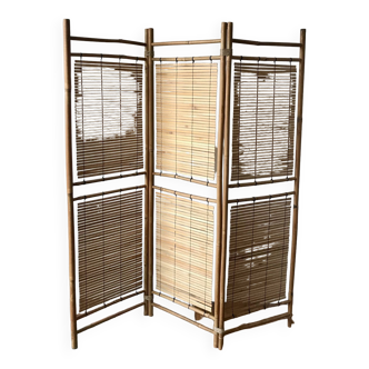 Rattan and bamboo screen from the 60s