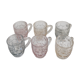 Set of 6 multicoloured vintage glass mugs.