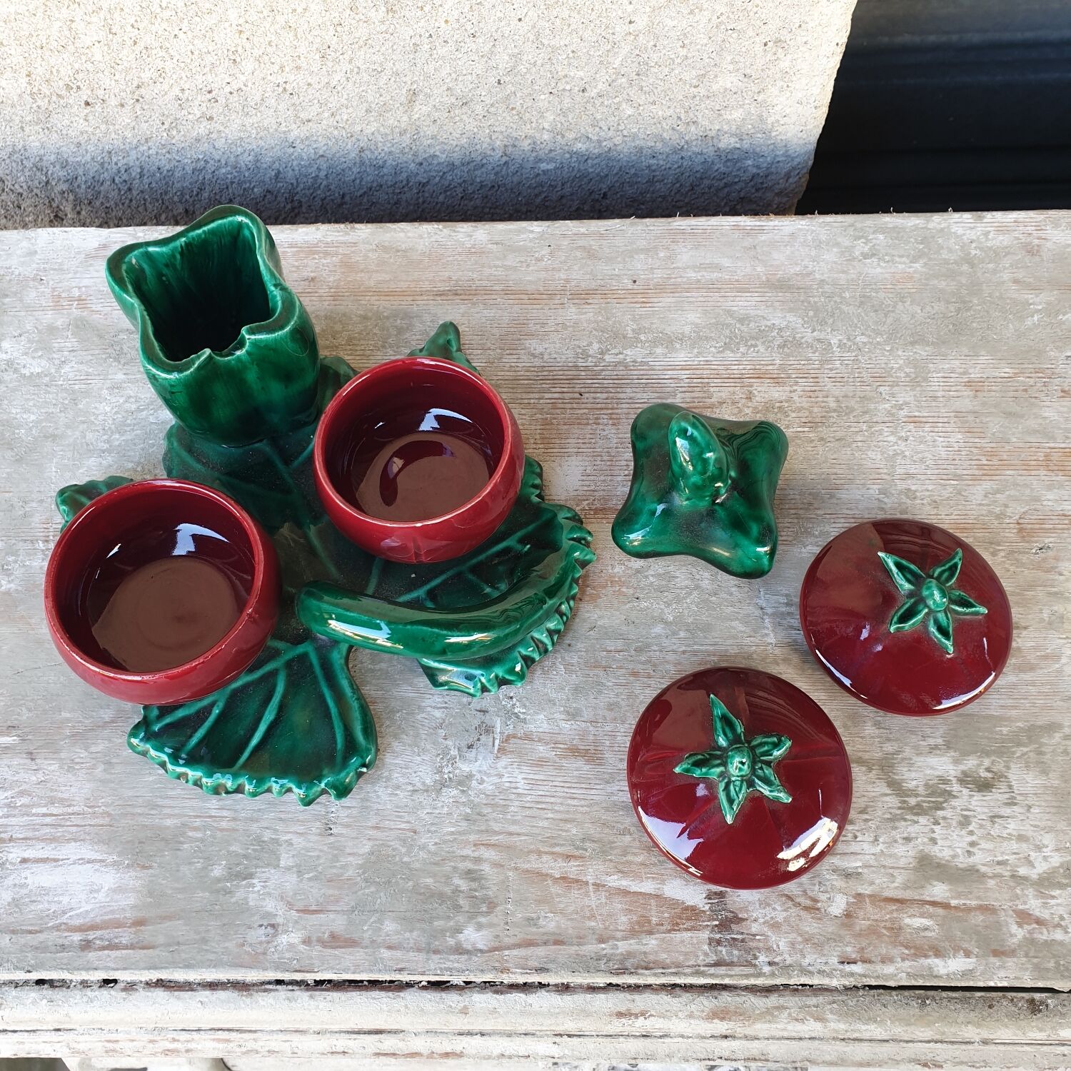 Service ceramique vintage sel poivre moutarde années 1950 1960