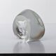 Crystal paperweight - cat face - Mats Jonasson - Målerås Glasbruk - Sweden